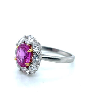 Pink Sapphire Ring With Diamonds in 14KWG