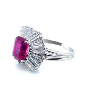 Ruby and Diamond Ballerina Ring in Platinum