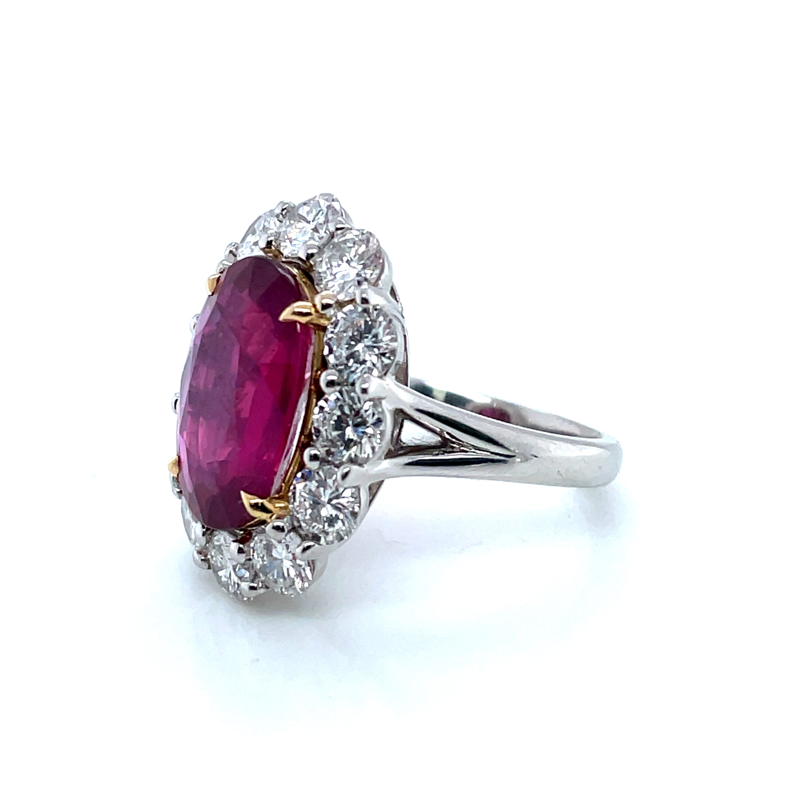Ruby Ring with Diamond Halo in 18KWG - Image 2