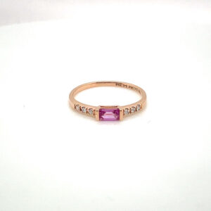 Pink Sapphire Ring With Diamonds in 18KRG