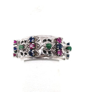 Eternity Band with Sapphires, Emeralds and Rubies in 18KWG
