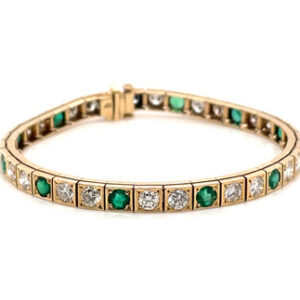 Diamond and Emerald Bracelet in 14KYG