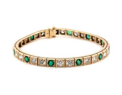 Diamond and Emerald Bracelet in 14KYG