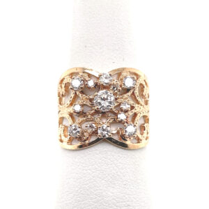 13-Stone Diamond Lace Ring in Yellow Gold