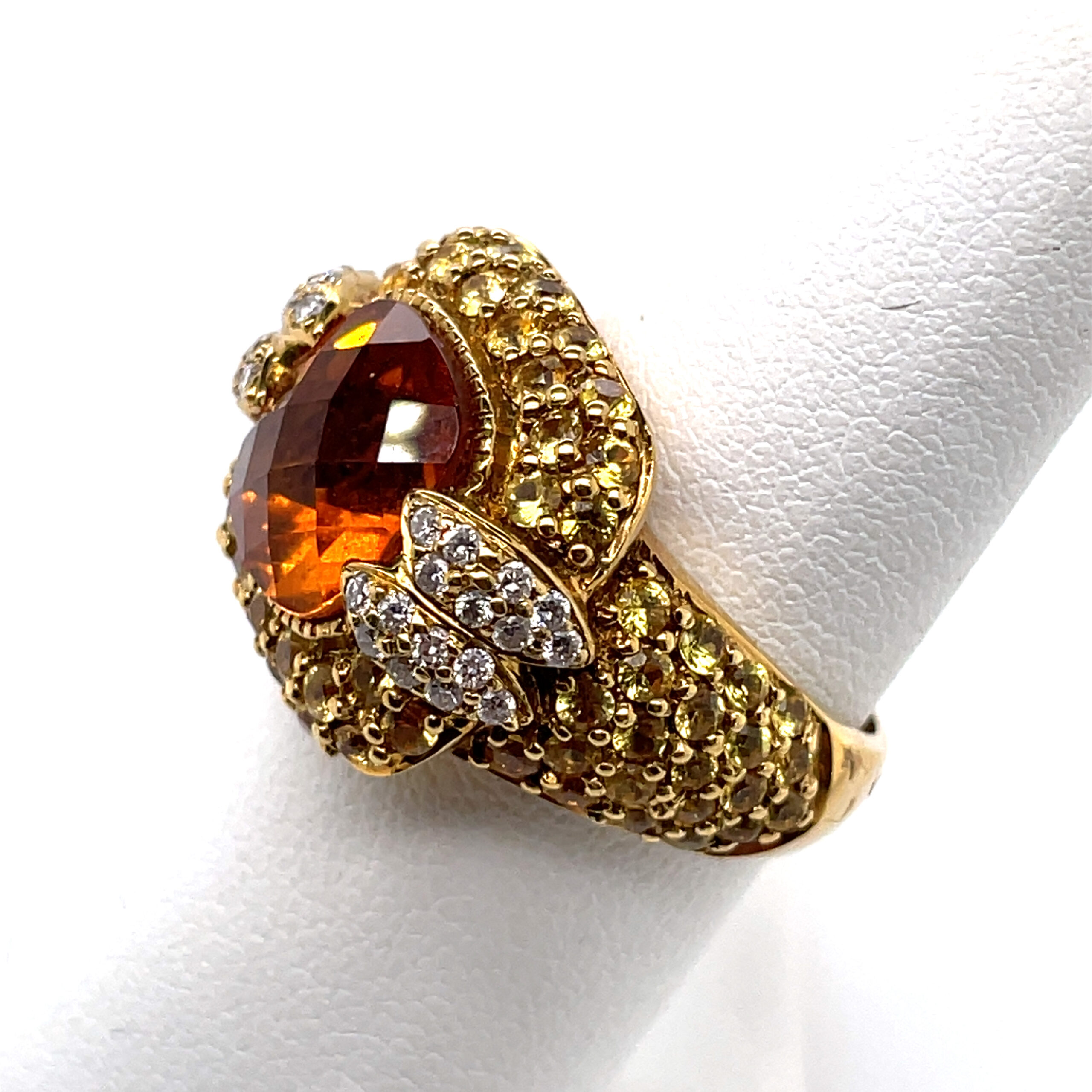 Citrine Ring with Diamond and Yellow Sapphire in 18KYG - Image 2