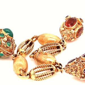 Etruscan Amethyst, Green Chalcedony and Citrine Charm Bracelet in 18KYG
