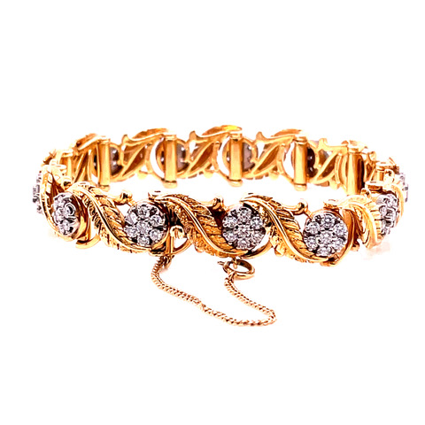 Jabel Diamond and Gold Feather Bracelet in 18KYG - Image 2