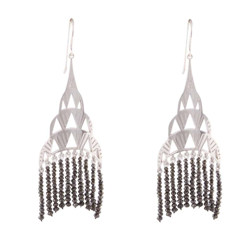 White Gold Earrings with Black Diamonds