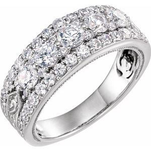 14K White 1 1/2 CTW Diamond Anniversary Band