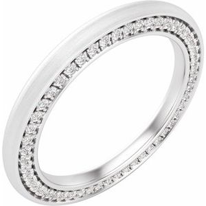 14K White 2 mm 1/2 CTW Diamond Band with Satin Finish Size 7