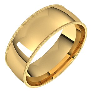 10K Yellow 7 mm Milgrain Light Comfort Fit Band Size 14