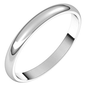 Platinum 2.5 mm Half Round Light Band Size 13