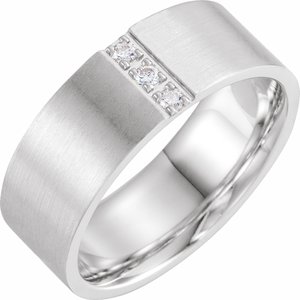 14K White 1/10 CTW Diamond Band with Satin Finish Size 4