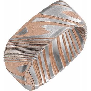 Damascus Steel 8 mm Patterned Square Band Size 7