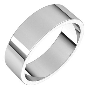 18K White 6 mm Flat Band Size 13