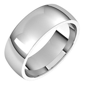 Platinum 7 mm Half Round Comfort Fit Light Band Size 13.5