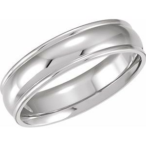 14K White 6 mm Grooved Band Size 9