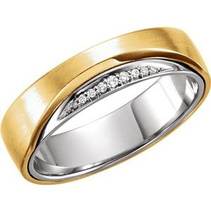 14K Yellow/White 6mm .05 CTW Diamond Band Size 11