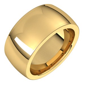 14K Yellow 10 mm Half Round Comfort Fit Heavy Band Size 10