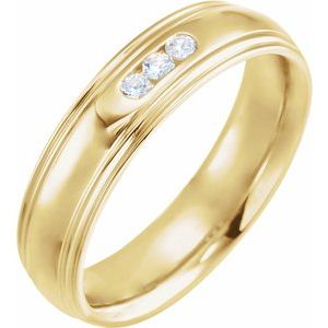 14K Yellow 1/8 CTW Diamond Half Round Edge Band Size 4