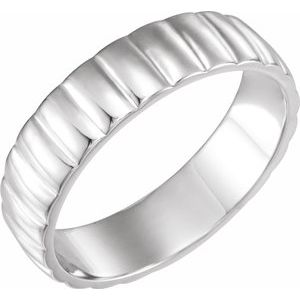 14K White 6 mm Grooved Band Size 7