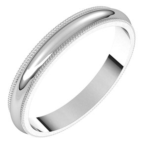 Platinum 3 mm Milgrain Half Round Band Size 5.5
