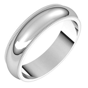 Platinum 5 mm Milgrain Half Round Band Size 14.5