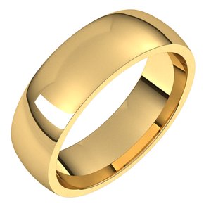 22K Yellow 5 mm Half Round Comfort Fit Light Band Size 7.5