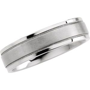 10K White 6.25 mm Flat Band with Milgrain Size 9.5