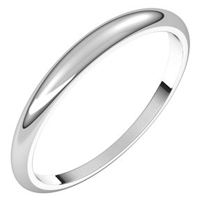14K White 2.5 mm Half Round Tapered Band Size 15