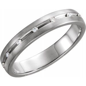 14K White 1/10 CTW Diamond 1.2 mm Grooved Band Size 10