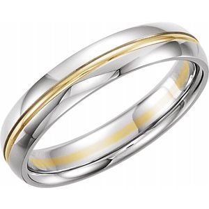 14K White/Yellow 4.5 mm Grooved Band Size 11.5