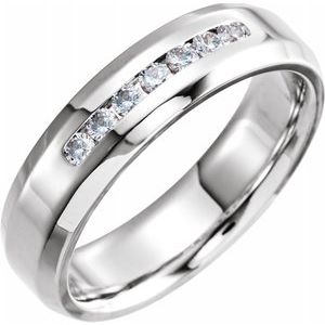 14K White 1/4 CTW Diamond 6 mm Beveled-Edge Band Size 4