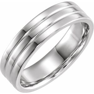 10K White 6 mm Ridged Band Size 4