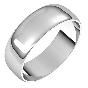 14K X1 White 6 mm Half Round Ultra-Light Band Size 4.5