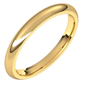 10K Yellow 2.5 mm Half Round Comfort Fit Band Size 3.5