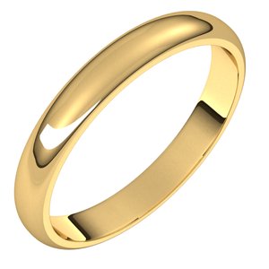 10K Yellow 3 mm Half Round Band Size 12