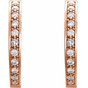 14K Rose 1 CTW Diamond Inside-Outside 22.8 mm Hoop Earrings
