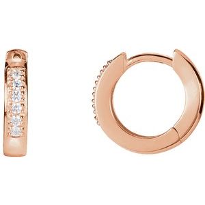 14K Rose .08 CTW Diamond Hoop Earrings