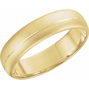 14K Yellow 6 mm Grooved Band with Beadblast Finish  Size 7