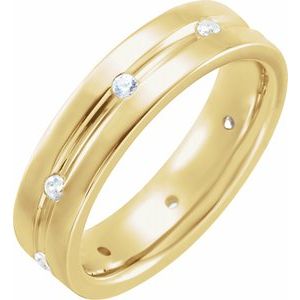 14K Yellow 1/6 CTW Diamond Grooved Band Size 4
