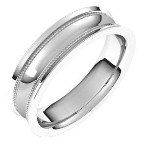 10K White 5 mm Milgrain Concave with Edge Band Size 10.5