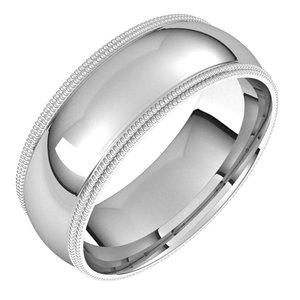 10K White 7 mm Double Milgrain Half Round Comfort Fit Band Size 11.5