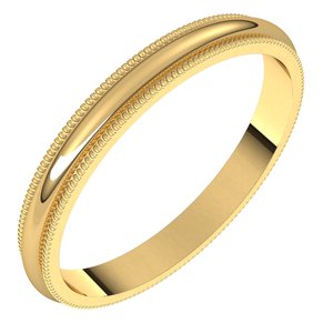14K Yellow 2.5 mm Milgrain Half Round Band Size 7