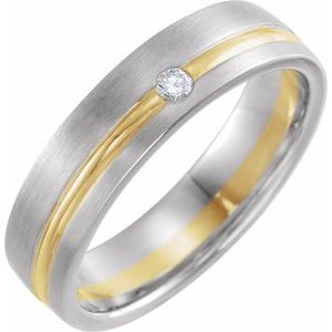 14K White & Yellow .07 CTW Diamond 6 mm Grooved Band Size 7