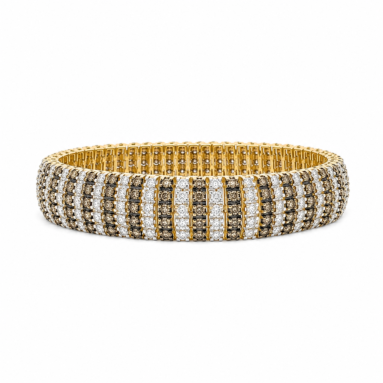 10.32 CTW Flexible Diamond Bracelet in 14K Two-Tone Gold