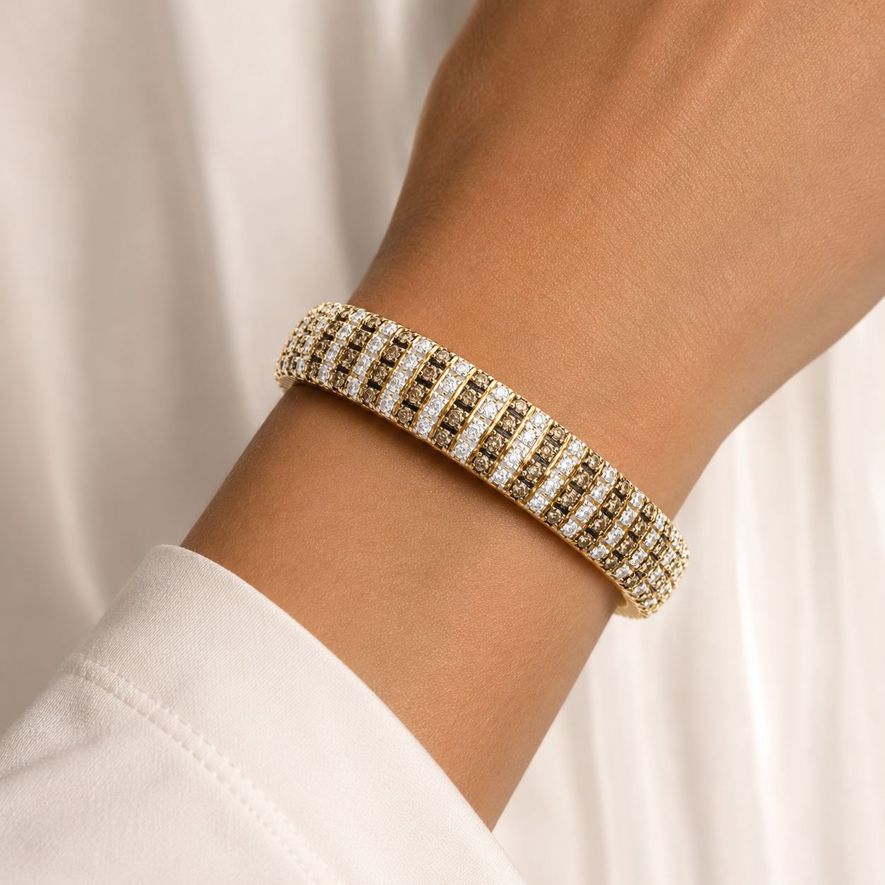 10.32 CTW Flexible Diamond Bracelet in 14K Two-Tone Gold - Image 3