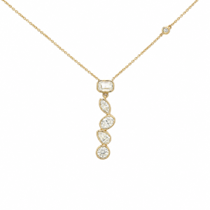 1.25 CTW Multi-Shape Diamond Drop Pendant in 14K Yellow Gold