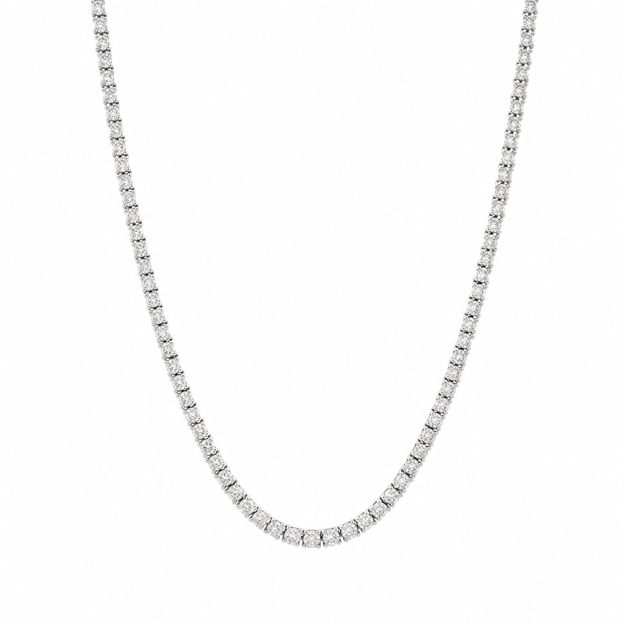 6.77 CTW Diamond Tennis Necklace in 14K White Gold