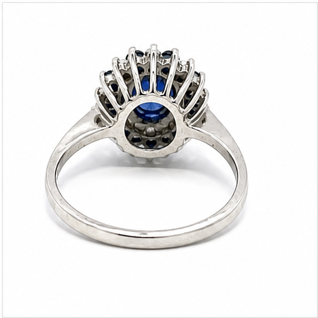 Sapphire & Diamond Halo Ring in 10K White Gold - Image 3